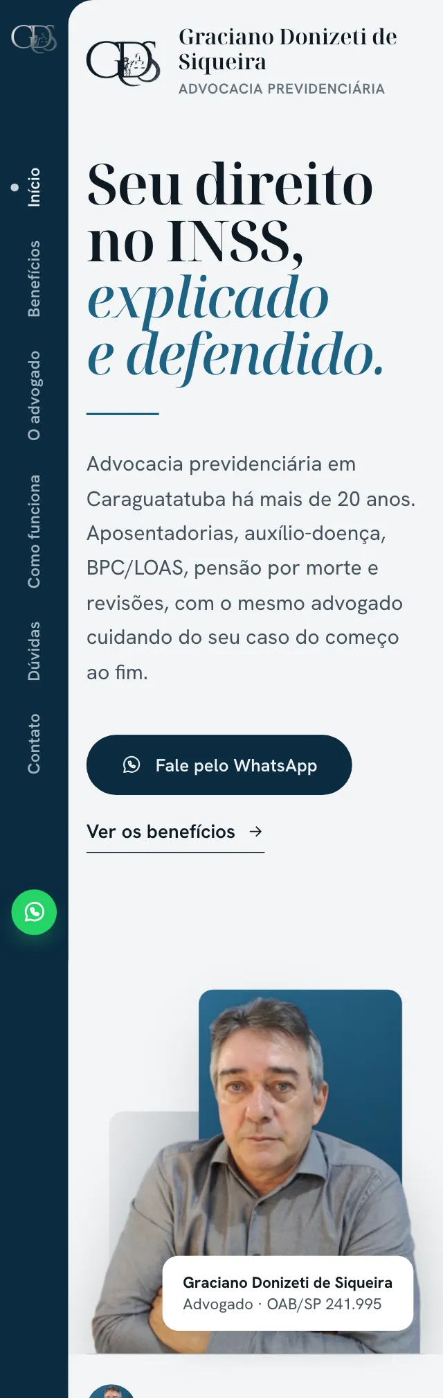 Tela do site Graciano no celular