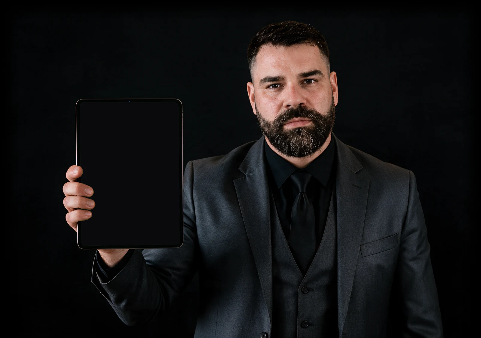 Will Massaroto mostrando um iPad